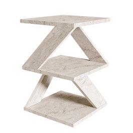 Hanah Home Mesa Auxiliar de Travertino Elegante y Duradera con Tablero de Melamina 18mm - 29.6 x 54.2 x 29.6 cm